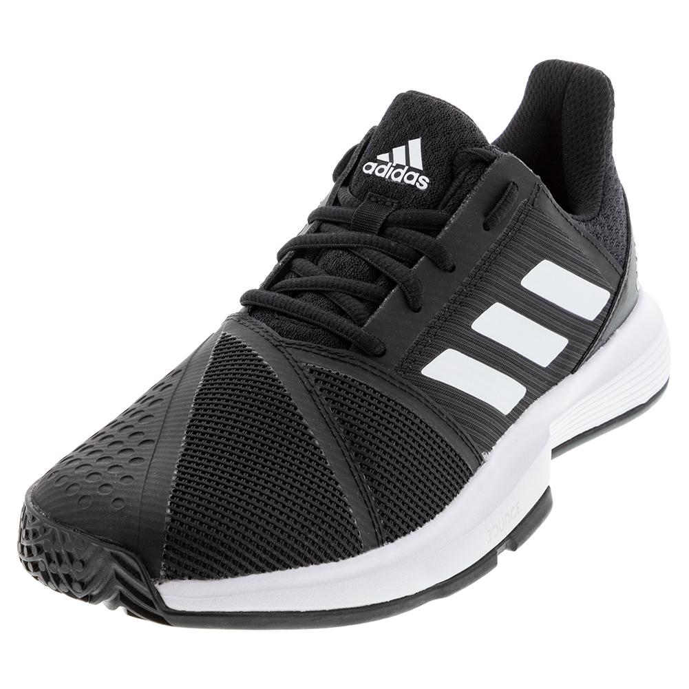 adidas Men`s CourtJam Bounce Tennis Shoes Black and White | Tennis Express