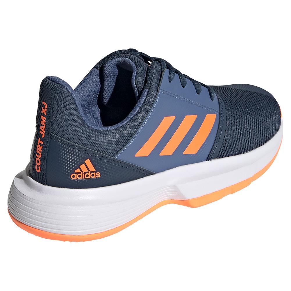 adidas Juniors` CourtJam XJ Tennis Shoes Navy & Orange