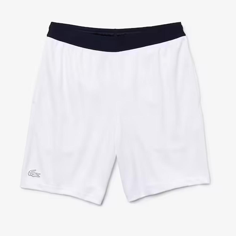 Lacoste Men`s Team Leader Tennis Shorts White and Navy Blue