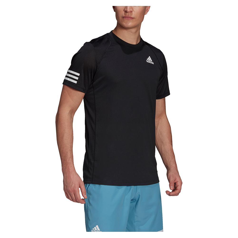 adidas Men`s Tennis Top Club 3-Stripe Black & White