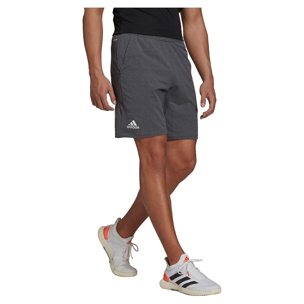 adidas Men's Ergo 7 inch Tennis Shorts in Heather Grey and White