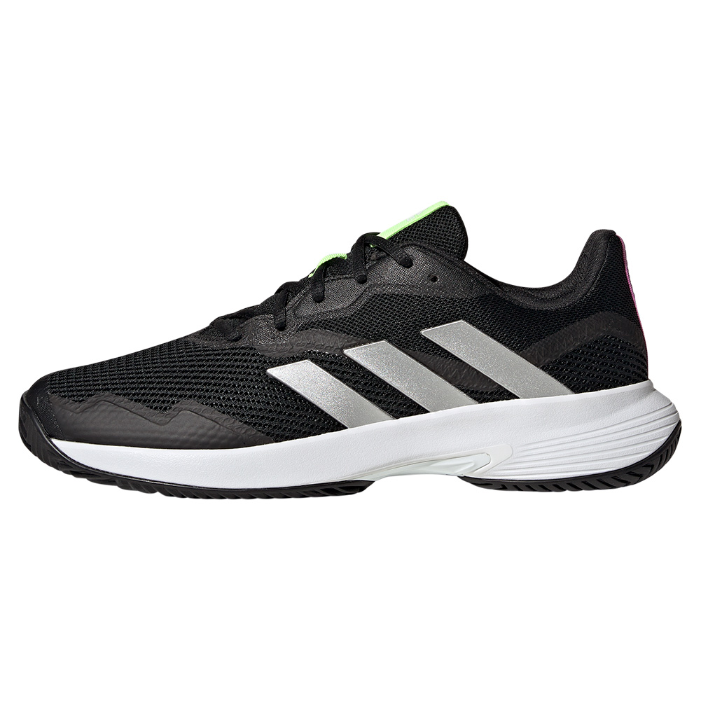 adidas Men`s CourtJam Control Tennis Shoes Core Black and Silver Met