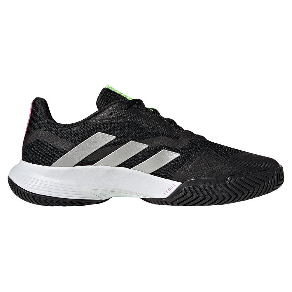 adidas Men`s CourtJam Control Tennis Shoes Core Black and Silver Met