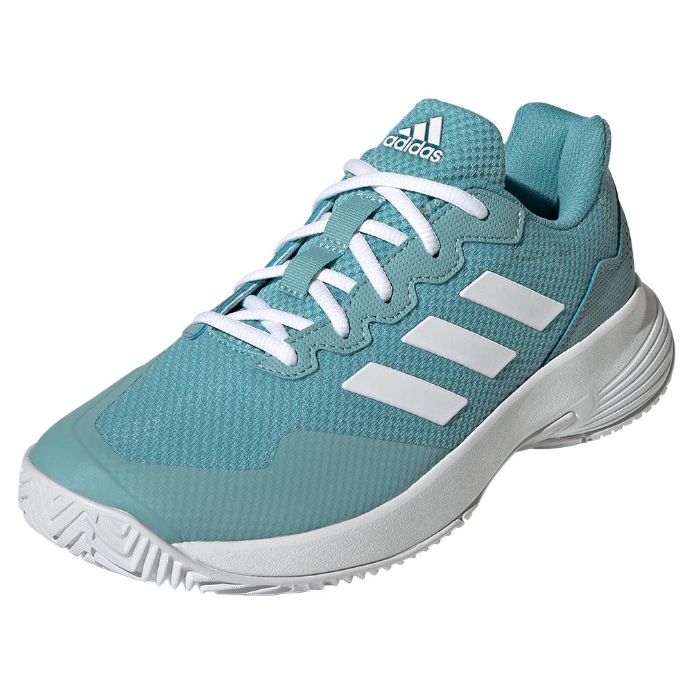 adidas Women`s GameCourt 2 Tennis Shoes Mint Ton and Footwear White