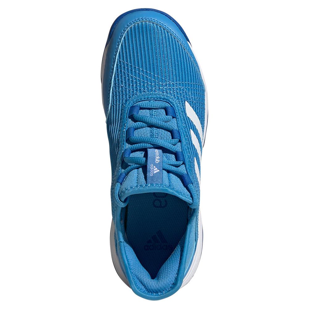 adidas Juniors` adizero Club Tennis Shoes Pulse Blue and Footwear White