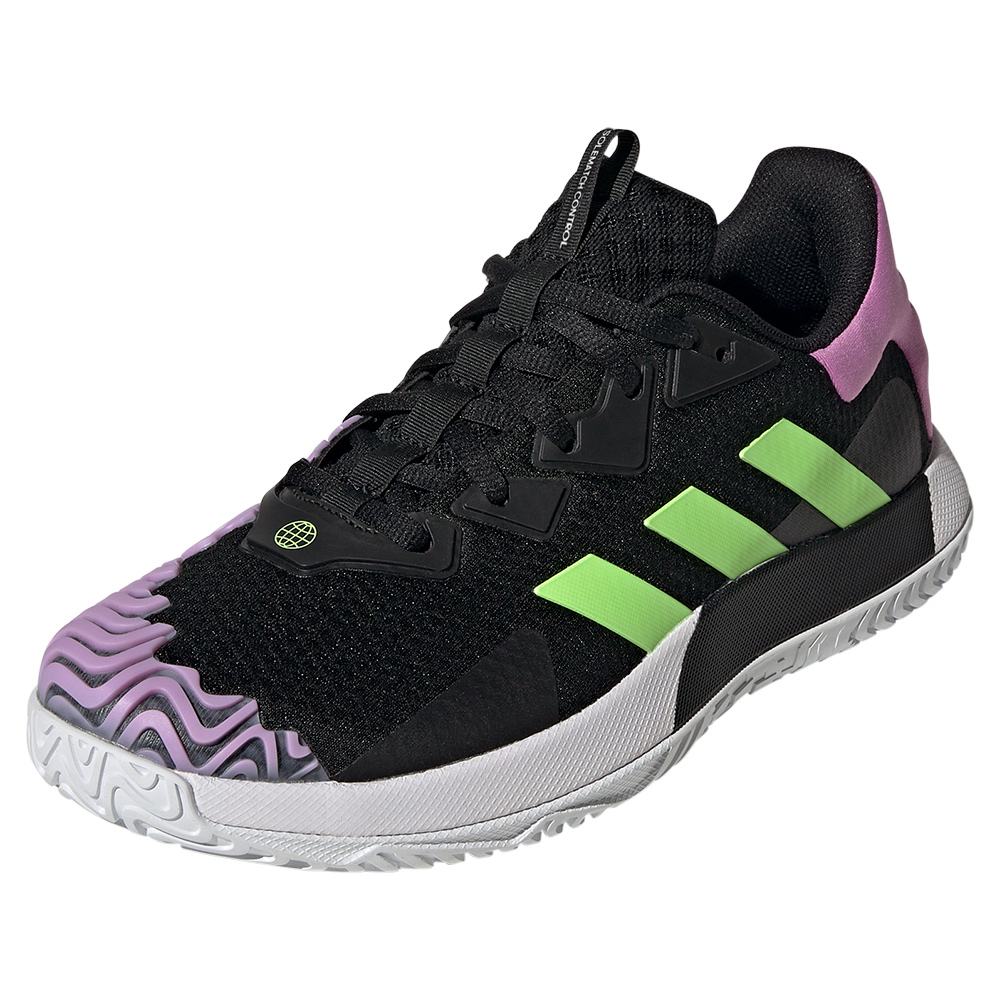 adidas Men`s SoleMatch Control Tennis Shoes Core Black and Signal Green