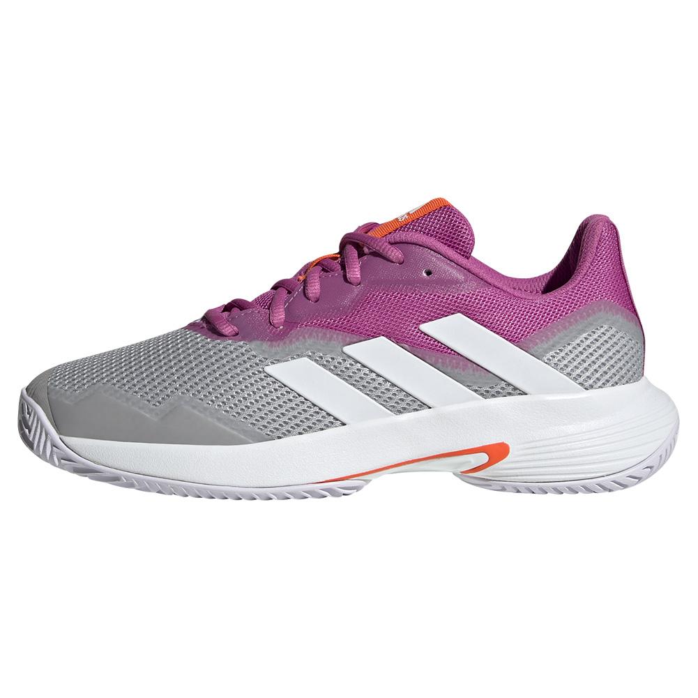 adidas Women`s CourtJam Control Tennis Shoes Semi Pulse Lilac and Footwear  White