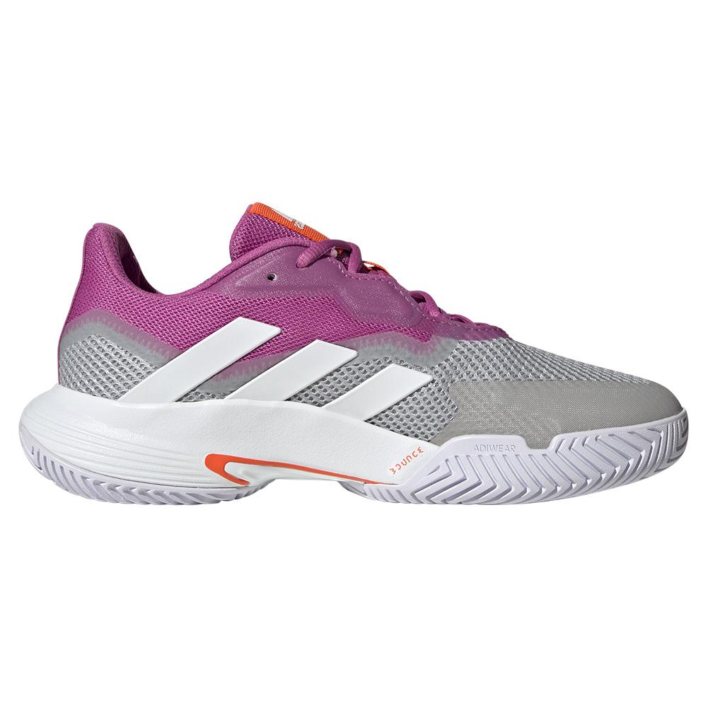 adidas Women`s CourtJam Control Tennis Shoes Semi Pulse Lilac and Footwear  White