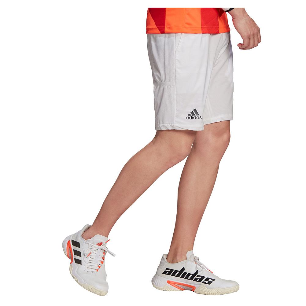 adidas Men's Ergo 7 inch Tennis Shorts in White and Black