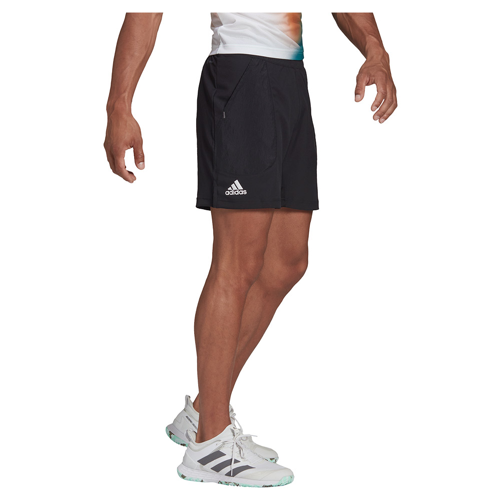 Adidas Men`s Melbourne Ergo 7 Inch Tennis Short Black and White