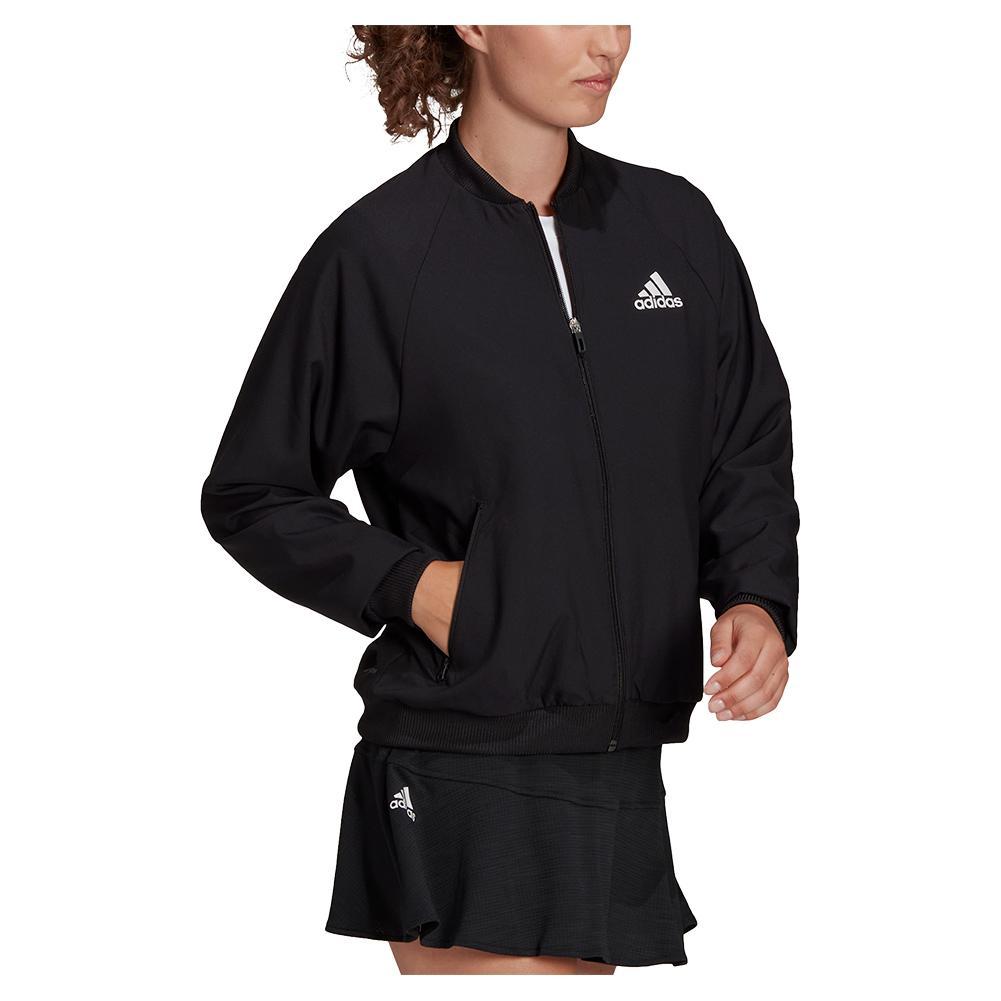 Adidas Women's Primeblue Woven Tenis Jacket in Black and White