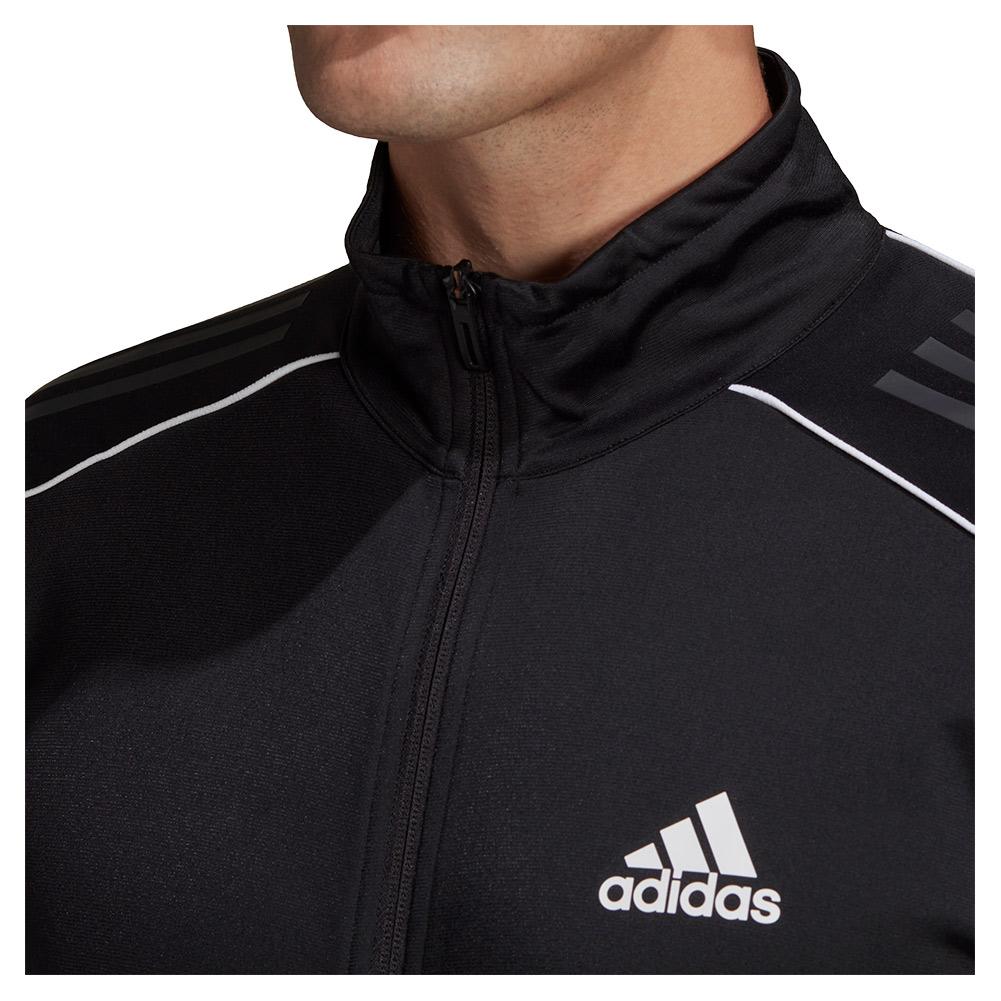Adidas Men`s 3-Stripe Knit Tennis Jacket Black and White