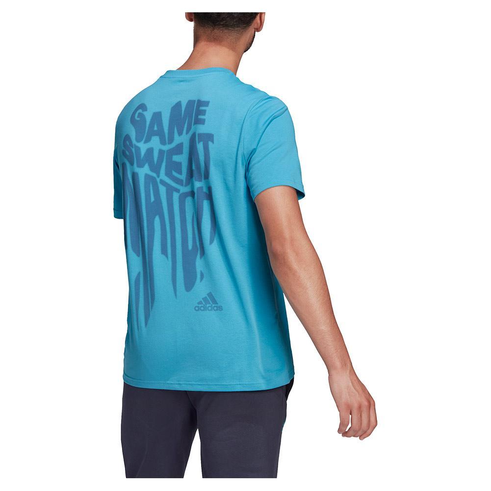 Adidas Men`s Game Sweat Match Graphic Tennis T-Shirt App Sky Rush