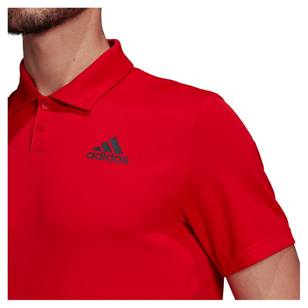 Adidas Men`s HEAT.RDY Tennis Polo Shirt Vivid Red and Black