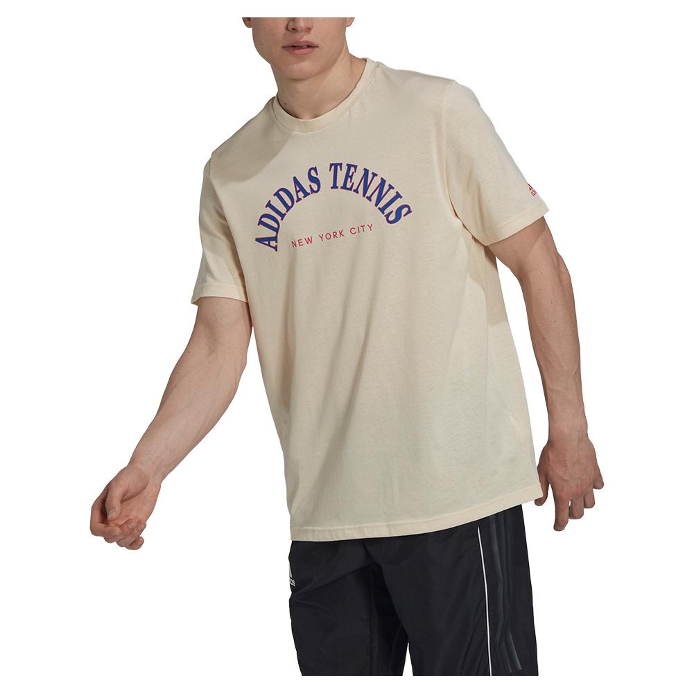 Adidas Men`s Academy Graphic Tennis T-Shirt Ecru Tint