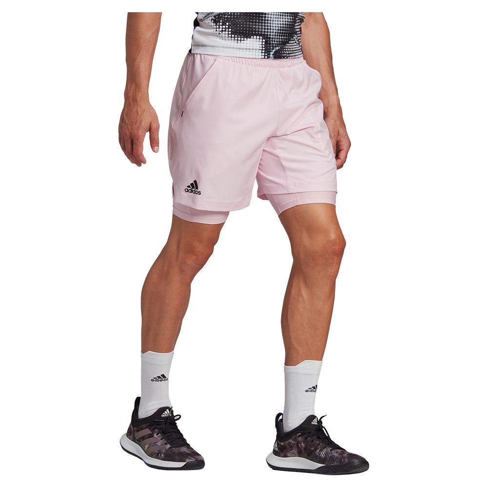 Adidas Men`s US Series 7 Inch 2 in 1 Tennis Short Clear Pink