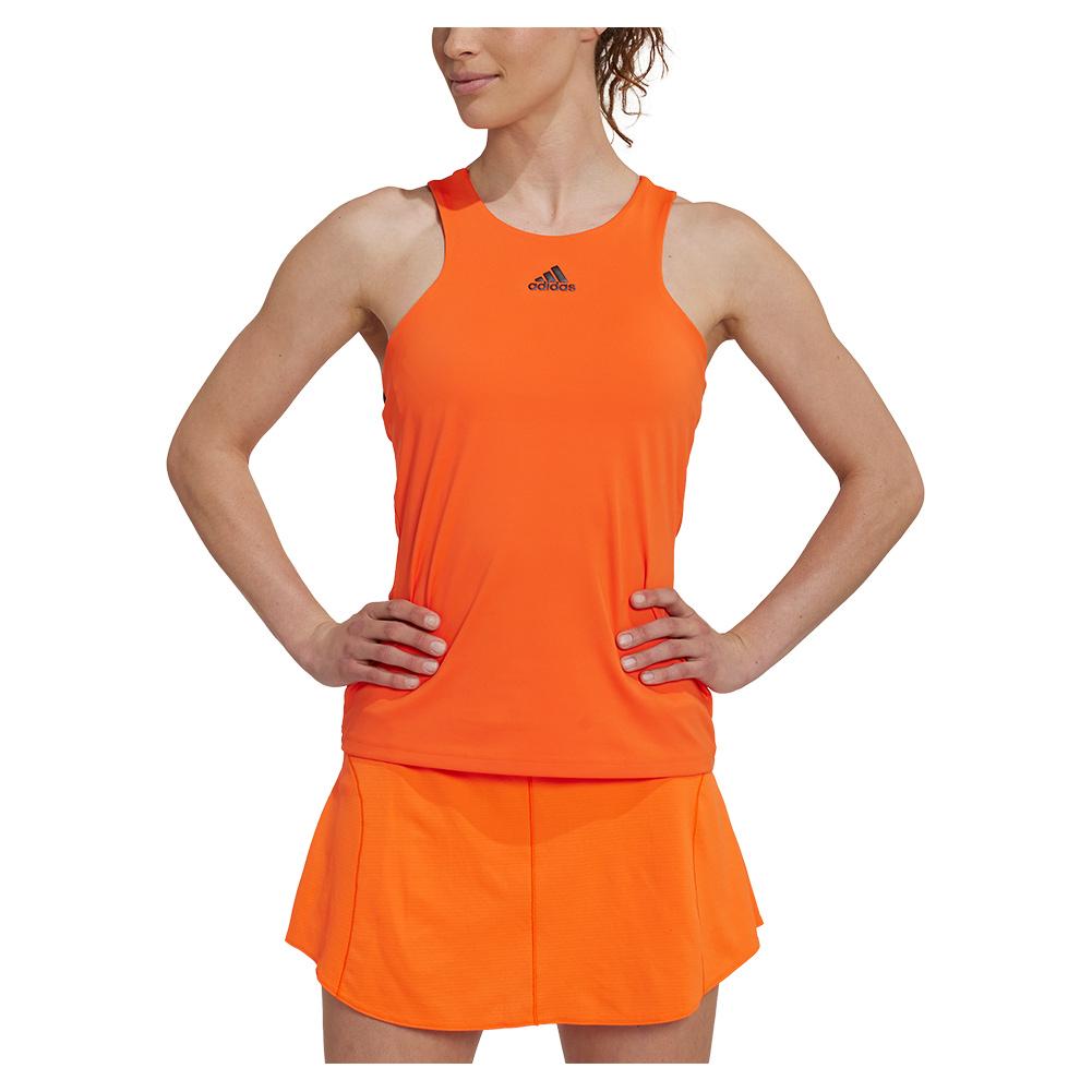 ADIDAS Women`s Aeroready Y-Back Tennis Tank Impact Orange and Black