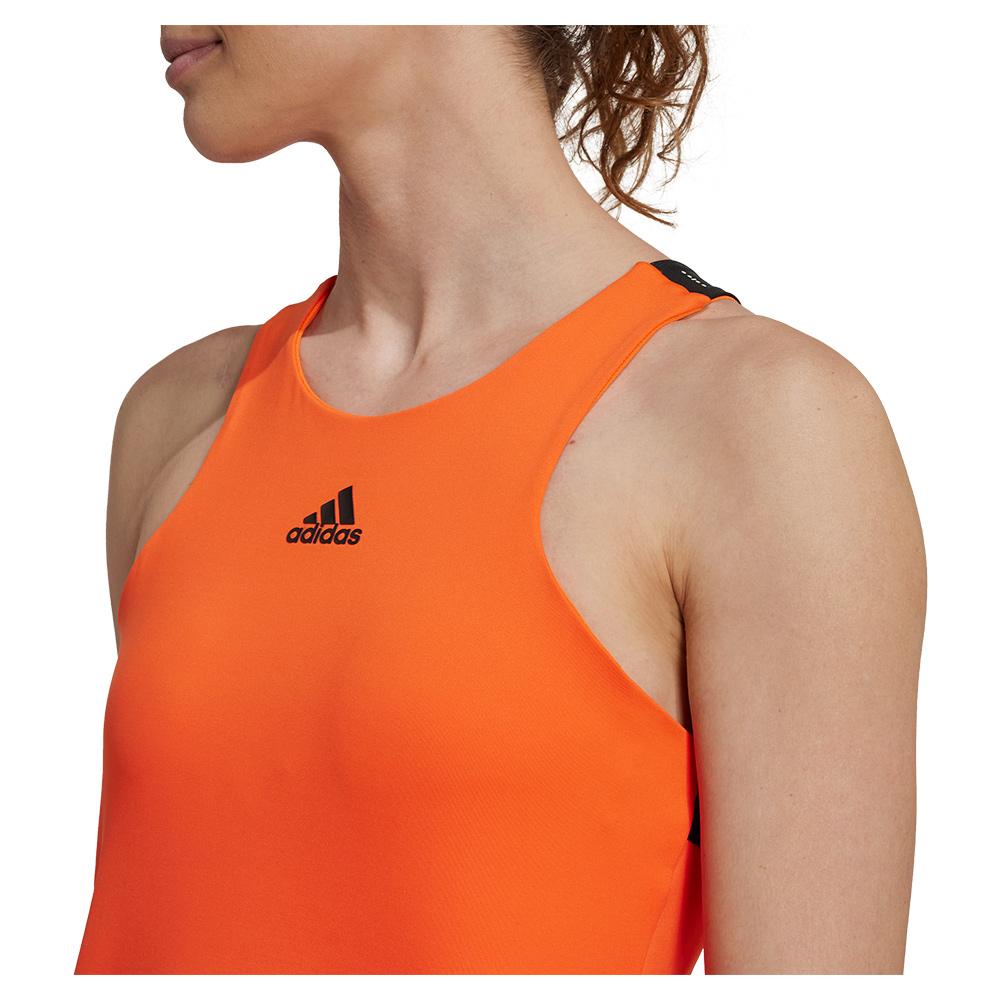 ADIDAS Women`s Aeroready Y-Back Tennis Tank Impact Orange and Black