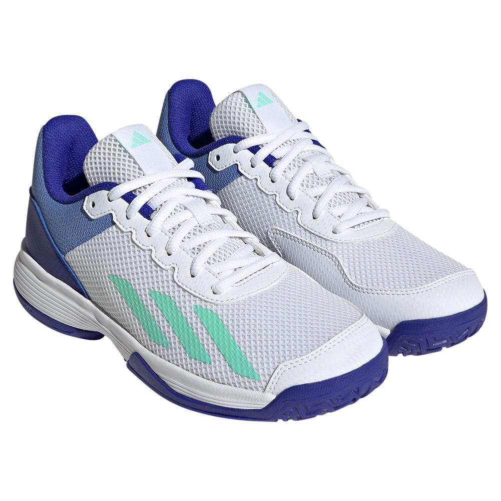 adidas Juniors` Courtflash Tennis Shoes Footwear White and Pulse Mint