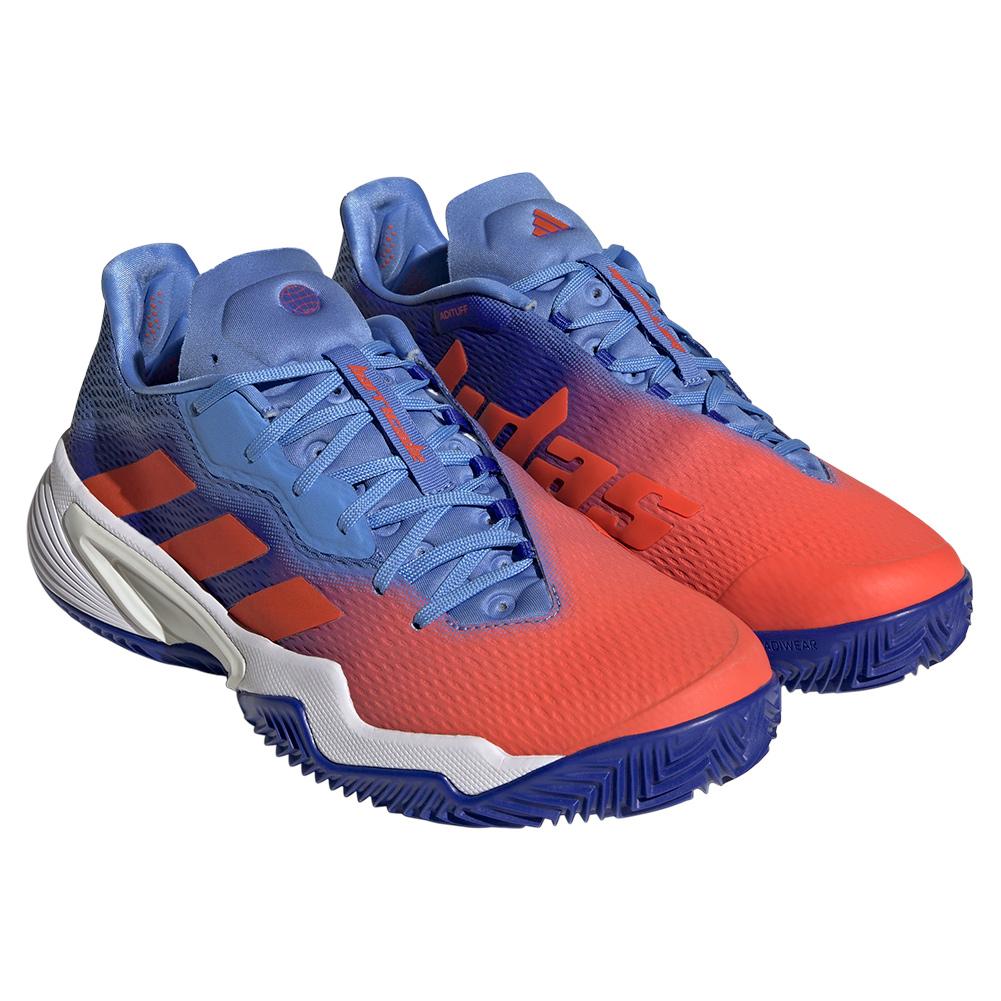adidas Men`s Barricade Clay Tennis Shoes Lucid Blue and Solar Red