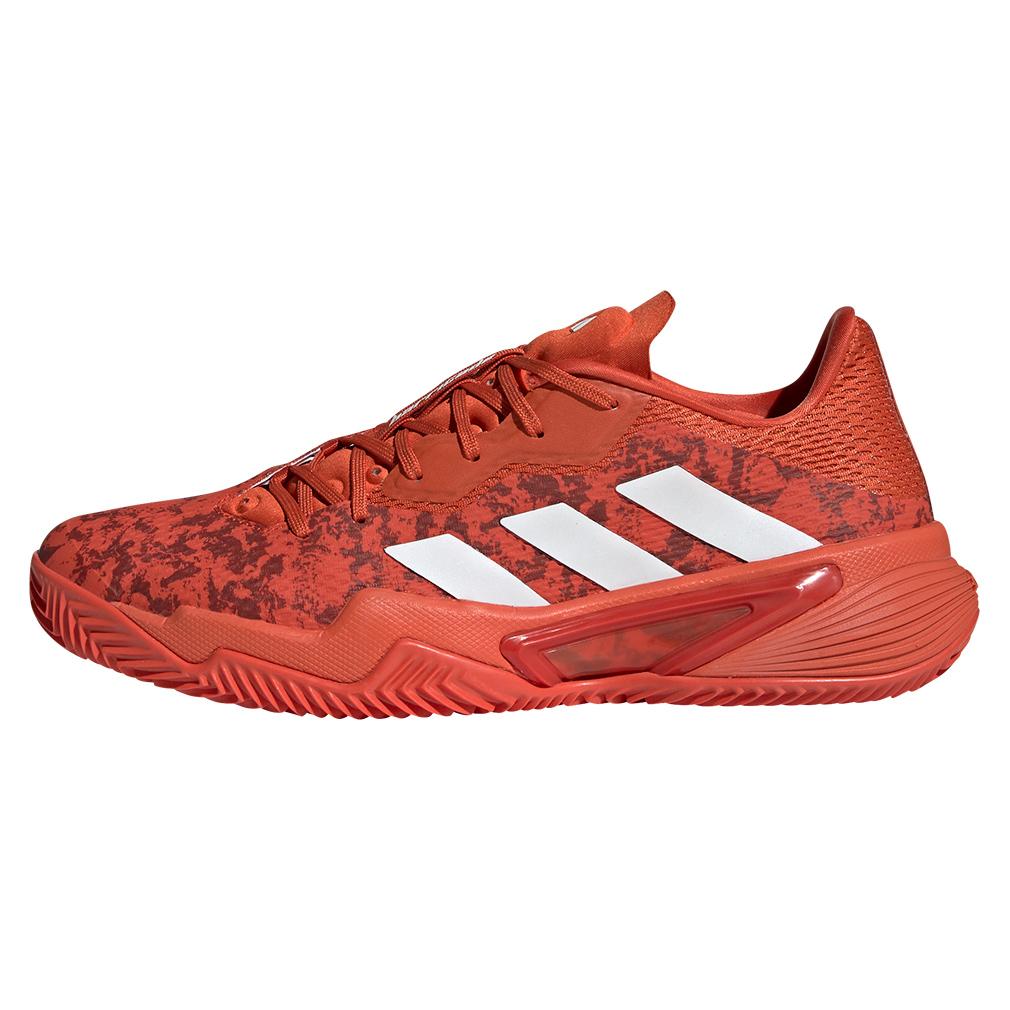 adidas Men`s Barricade Clay Tennis Shoes Preloved Red and Footwear White