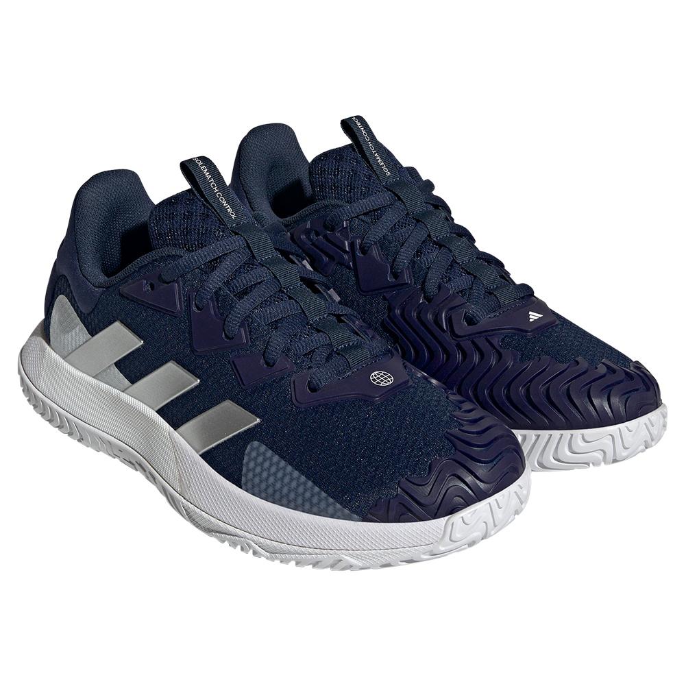 adidas Men`s SoleMatch Control Tennis Shoes Team Navy Blue 2 and Matte  Silver