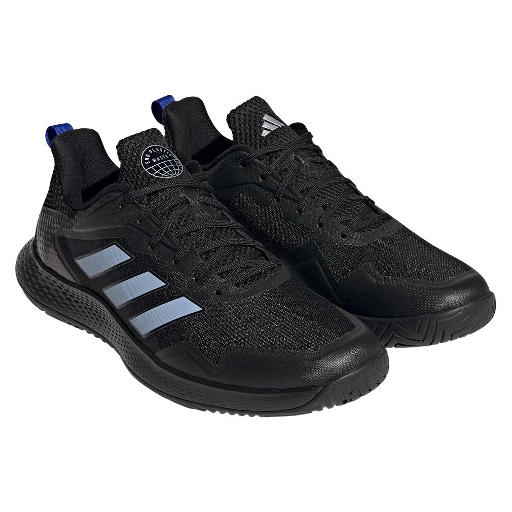 adidas Men`s Defiant Speed Tennis Shoes Core Black and Blue Dawn