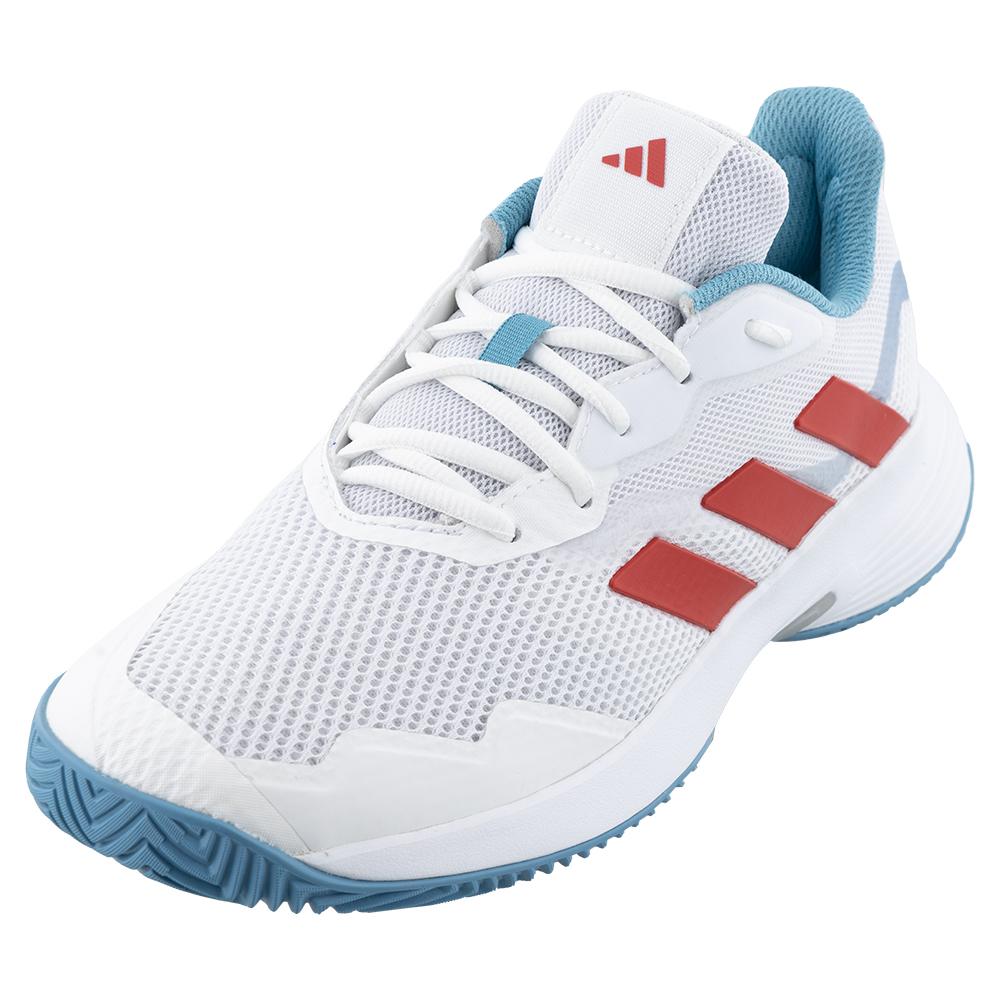 adidas Women`s CourtJam Control Tennis Shoes Footwear White and Better  Scarlet