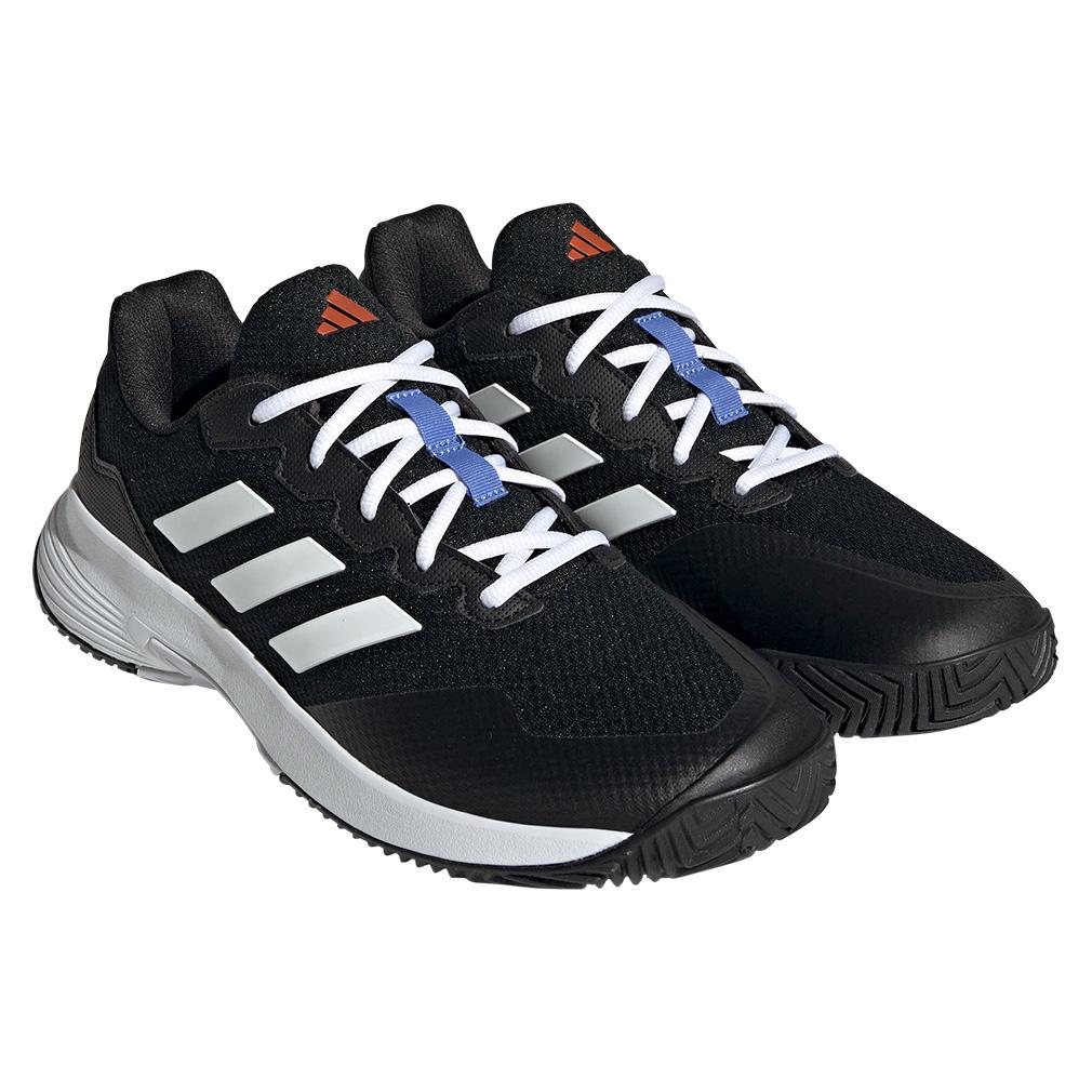 adidas Juniors` GameCourt 2 Tennis Shoes Core Black and Footwear White