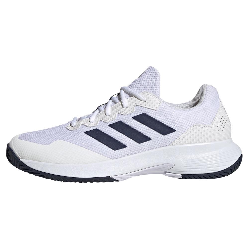 adidas Men`s GameCourt 2 Tennis Shoes Footwear White and Team Navy Blue 2