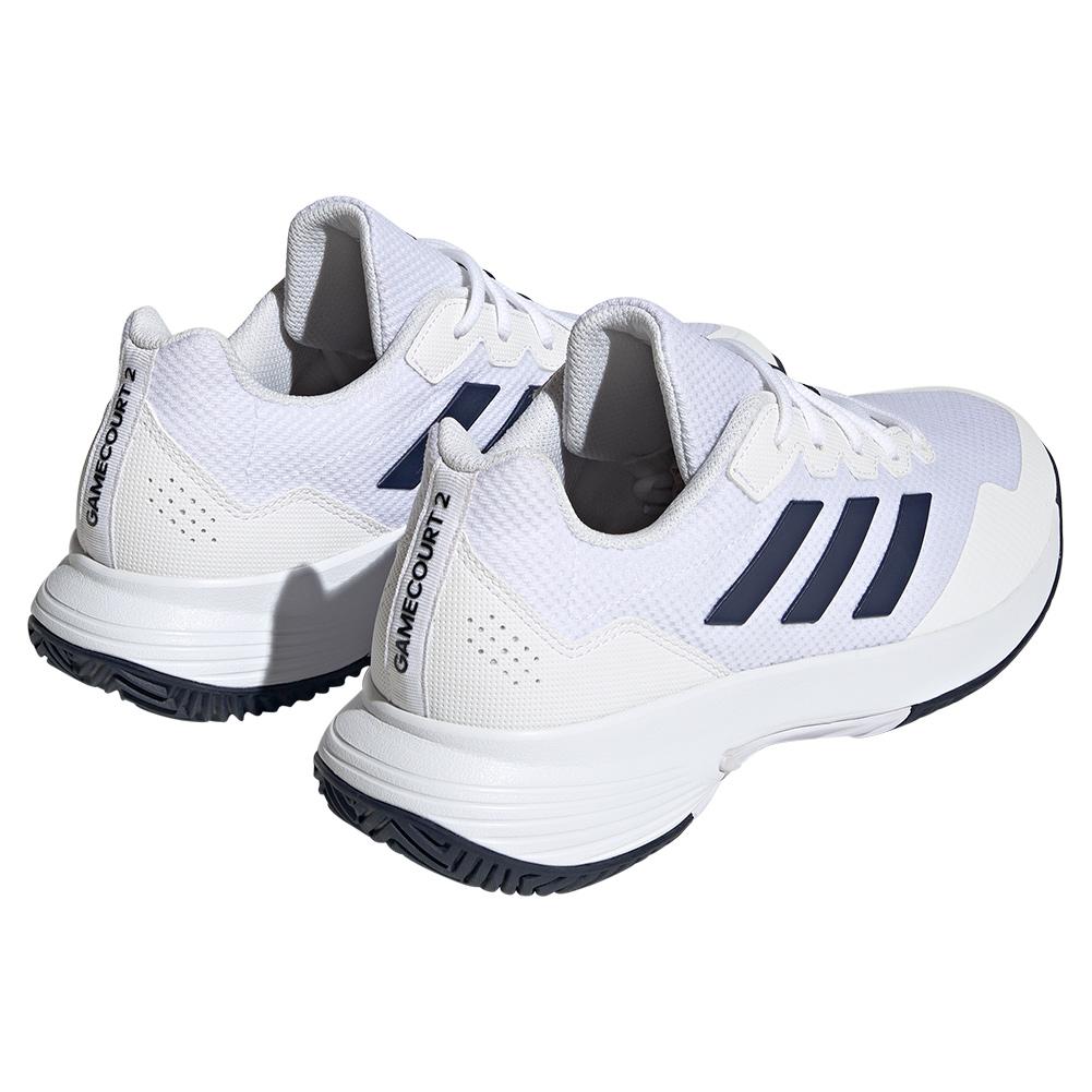 adidas Men`s GameCourt 2 Tennis Shoes Footwear White and Team Navy Blue 2