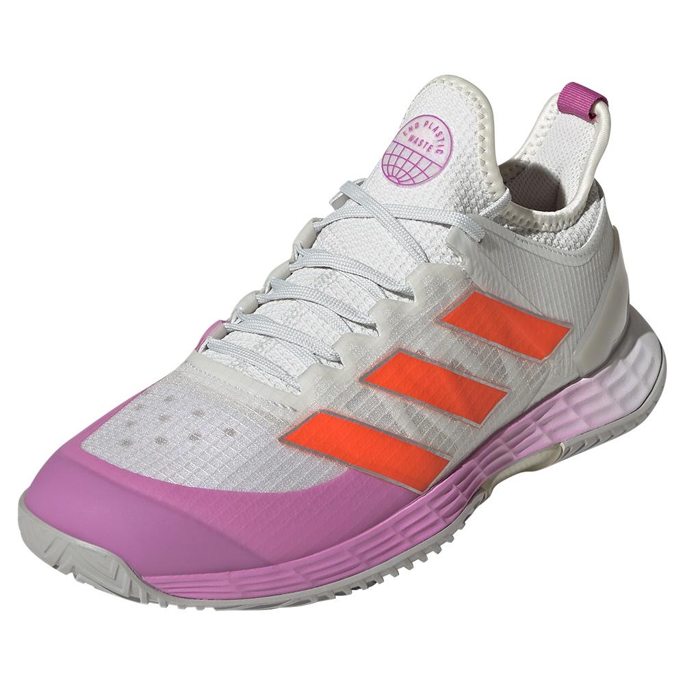 adidas Women`s adizero Ubersonic 4 Tennis Shoes Crystal White and Impact  Orange