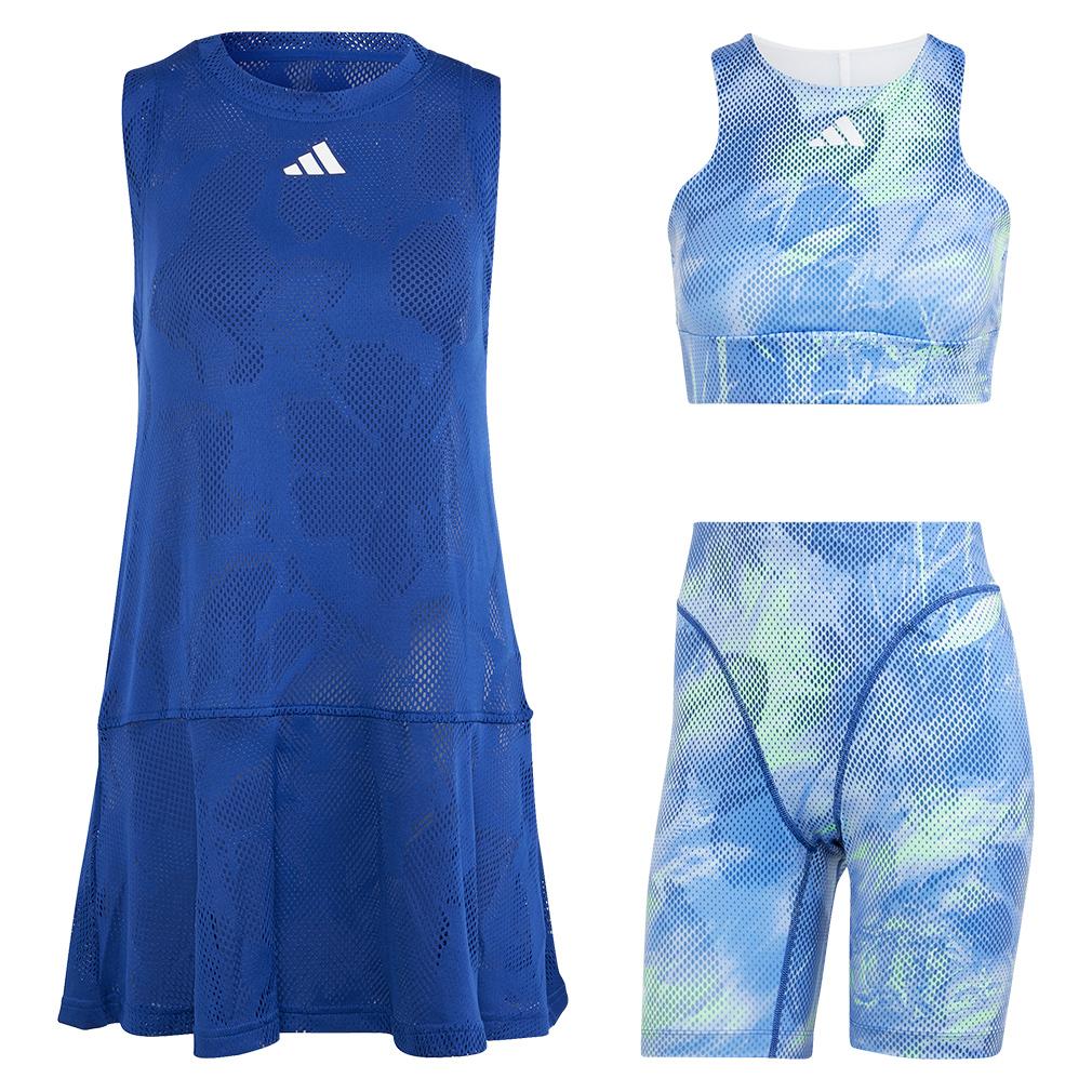 Adidas Women`s Melbourne Tennis Dress in Victory Blue and Multicolor