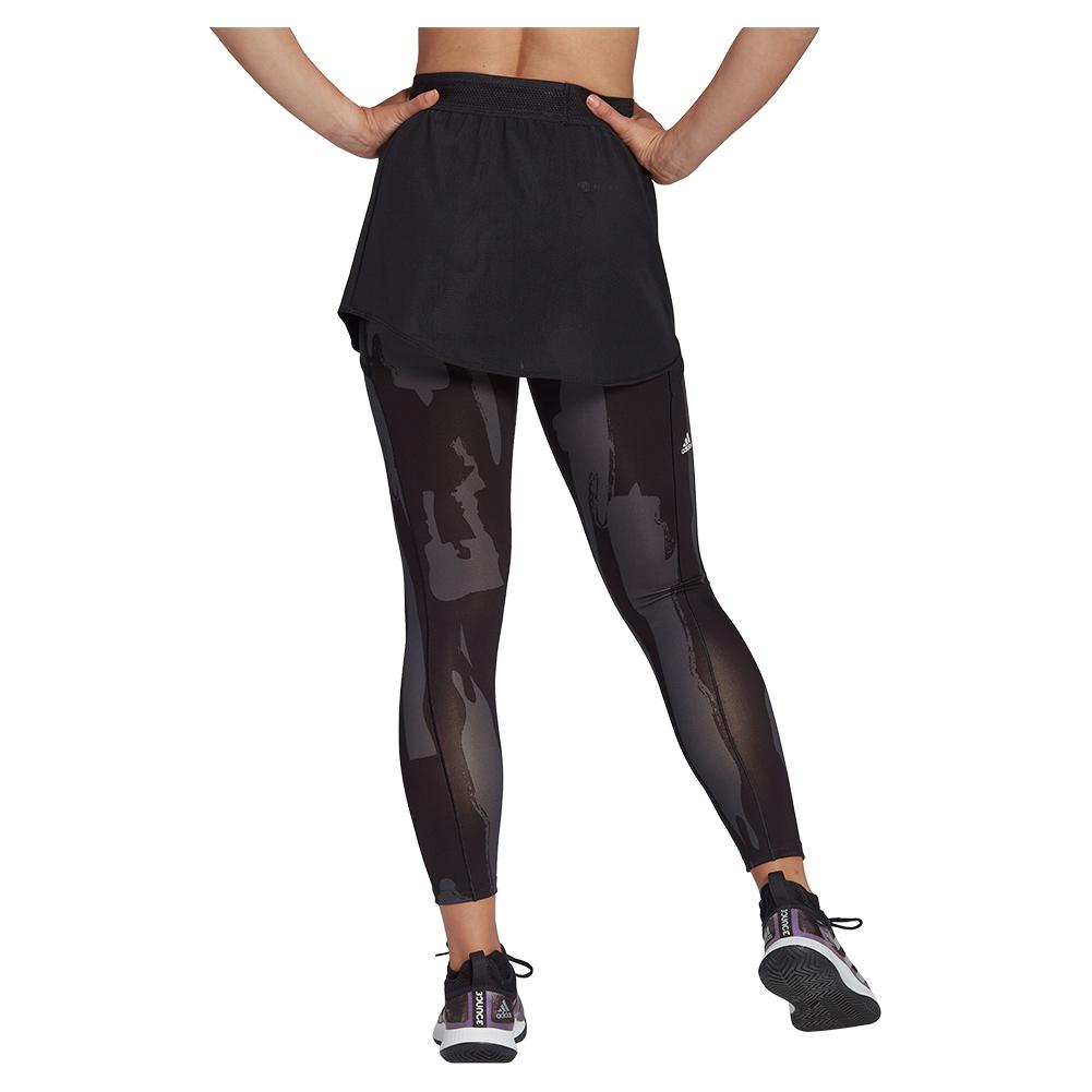 Adidas Women`s New York 7/8 2 in 1 Tennis Tights Carbon and Black