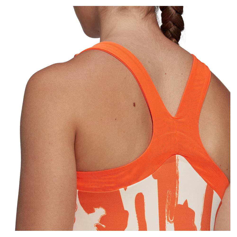 Adidas Women`s New York Y-Back Tennis Tank Ecru Tint and Impact Orange