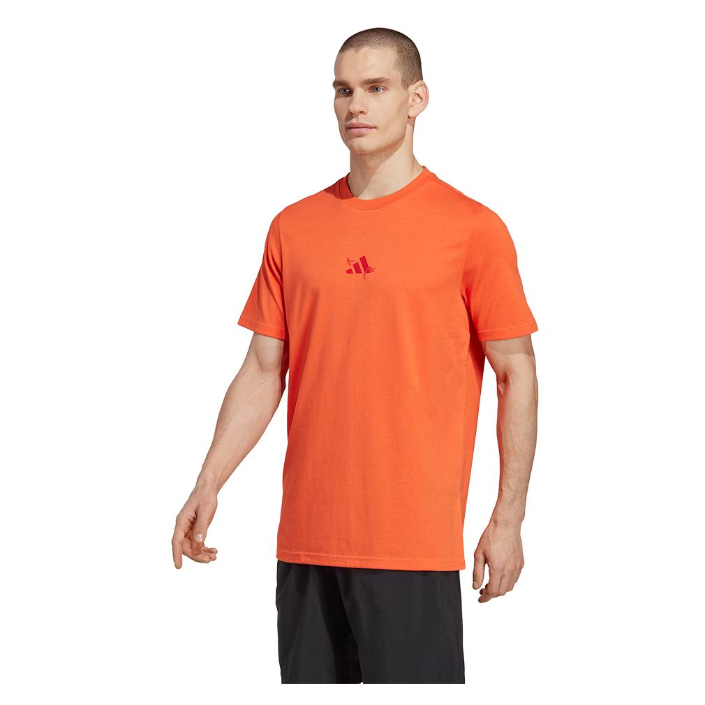 adidas Men`s Paris Graphic Tennis T-Shirt Semi Impact Orange