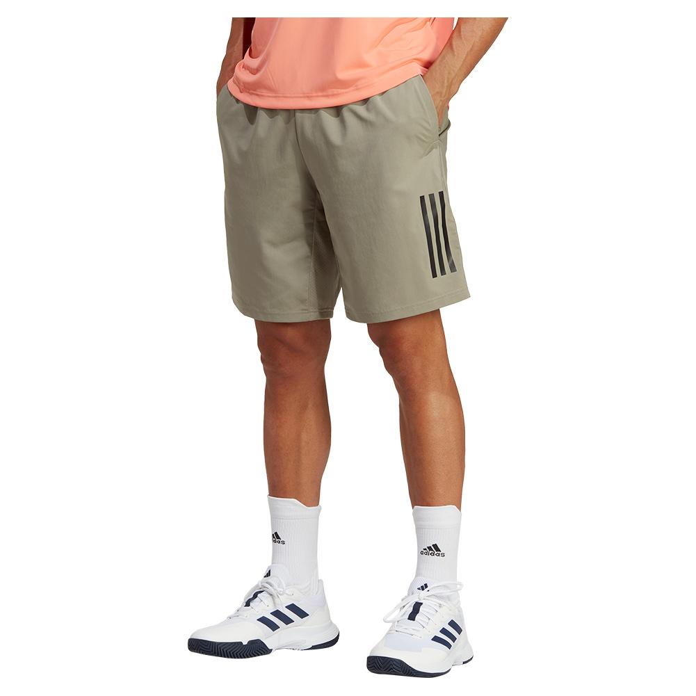 Adidas Men`s Club 3-Stripe 9 Inch Tennis Shorts Silver Pebble