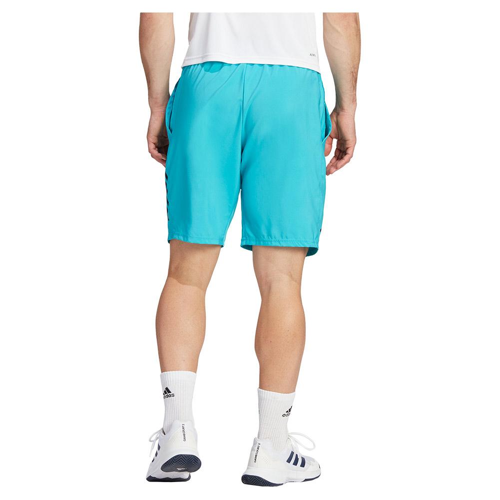 adidas Men`s Club 9 inch 3 Stripe Tennis Shorts Lucid Cyan