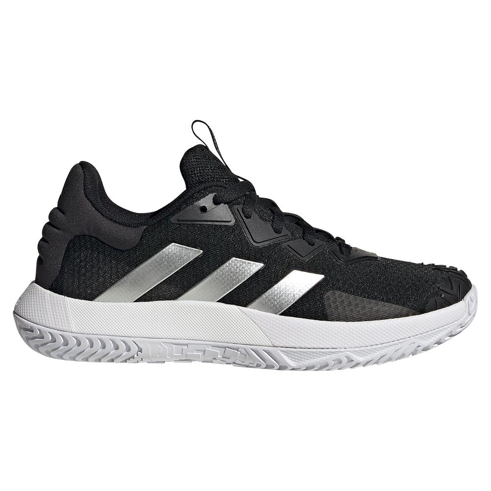 adidas Women`s SoleMatch Control Tennis Shoes Black and Metallic Silver