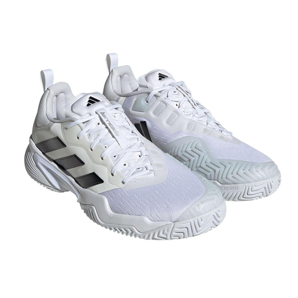 adidas Men`s Barricade Tennis Shoes Core White and Core Black