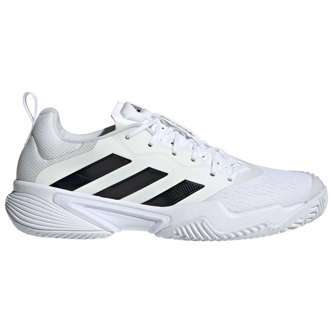 adidas Men`s Barricade Tennis Shoes Core White and Core Black