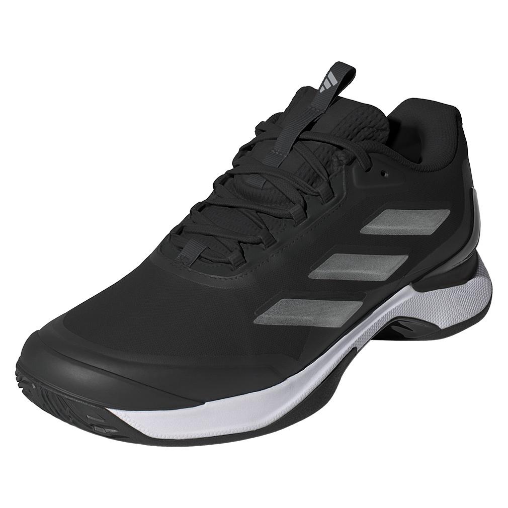 adidas Women`s Avacourt 2 Tennis Shoes Black and Silver Metallic