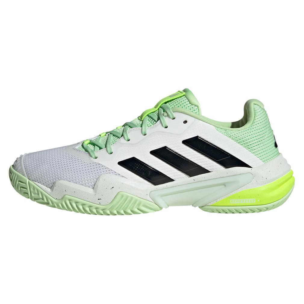 adidas Men`s Barricade 13 Tennis Shoes White and Semi Green Spark