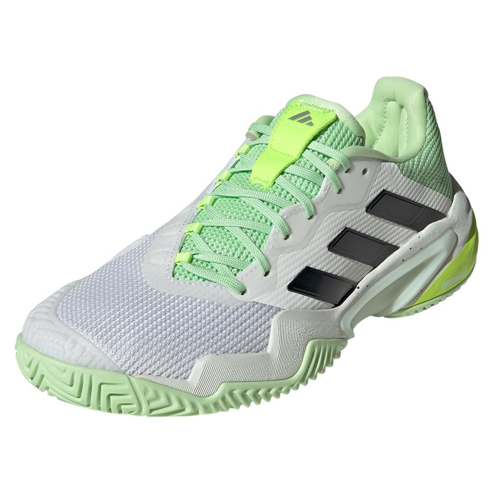 adidas Men`s Barricade 13 Tennis Shoes White and Semi Green Spark
