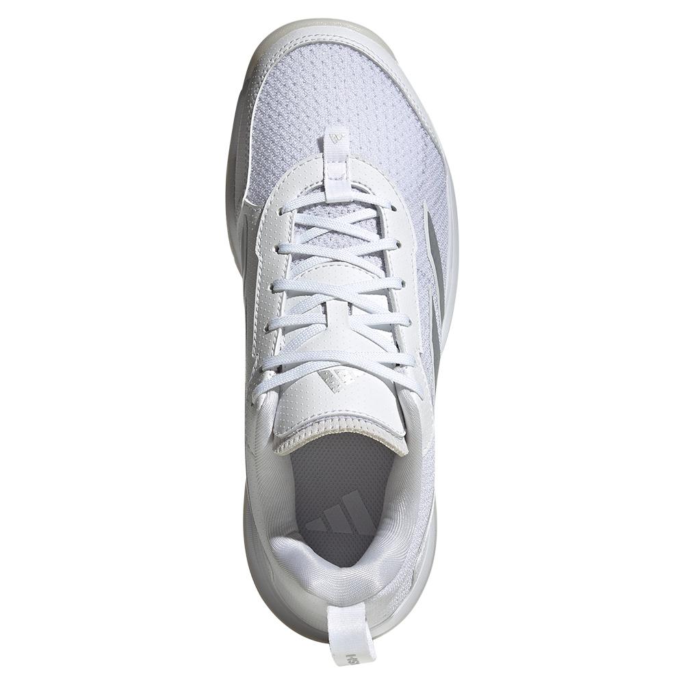 adidas Women`s AvaFlash Tennis Shoes White and Metallic Silver