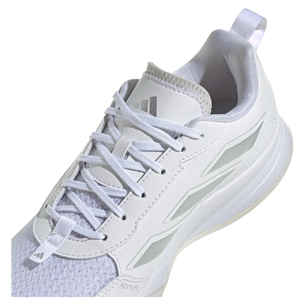 adidas Women`s AvaFlash Tennis Shoes White and Metallic Silver