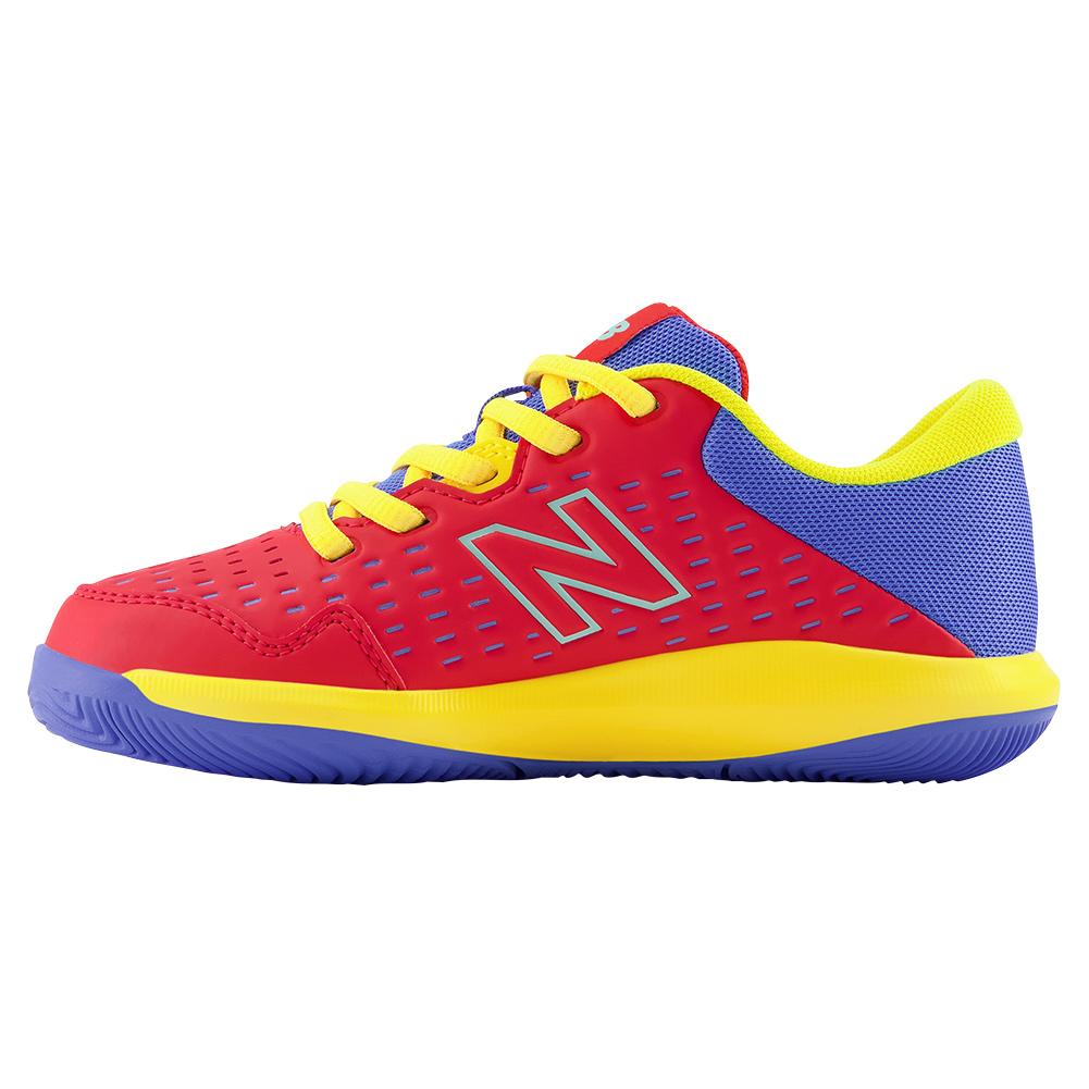 New Balance Juniors` 696v4 Tennis Shoes True Red and Egg Yolk