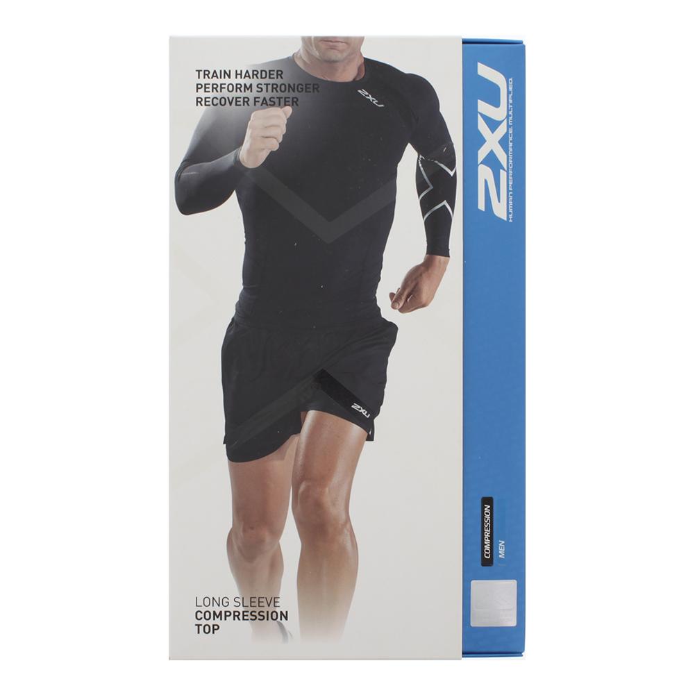 2XU Men's Long Sleeve Compression Top Black and Silver