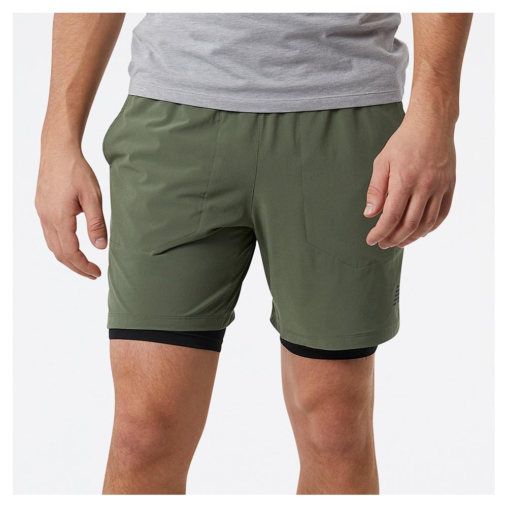 New Balance Men`s R.W.Tech 7 Inch 2-in-1 Performance Short Deep Olive Green