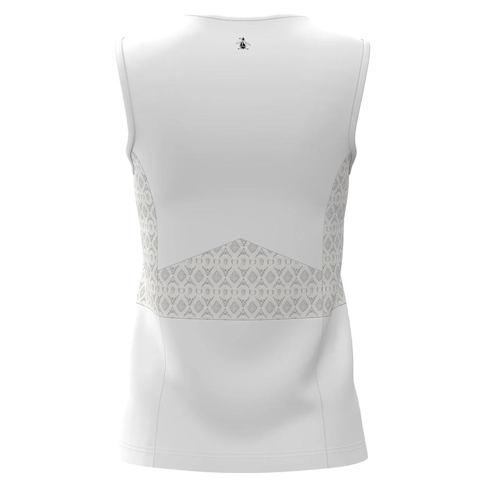 Penguin Women`s Sleeveless V-Neck Tennis Top with Lace Inserts